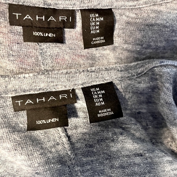 Tahari Women’s 100% Linen Blue T Shirt & Longer Cardigan Matching Set M - Picture 4 of 6